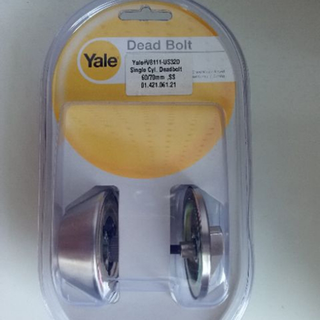 Picture of Yale V8111 US32D, Single Cylinder Deadbolt Lock, V8111US32D