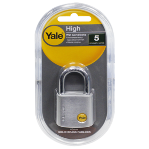 Picture of Yale Y120/40/125/1, Solid Brass Padlock, Satin Chrome 40mm, Y120401251