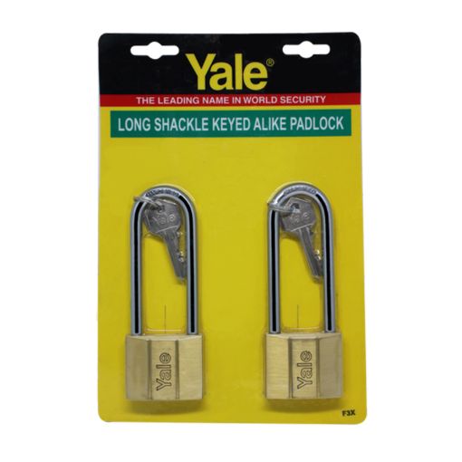 Picture of Yale V140.50 LS90 KA2, Long Shackle Brass Padlocks 140 Series Key Alike 2, V14050LS90