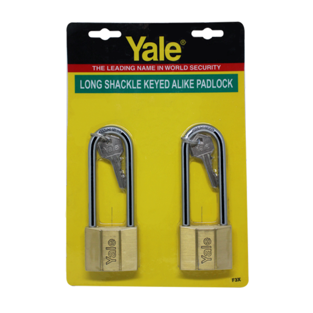 Picture of Yale V140.50 LS90 KA2, Long Shackle Brass Padlocks 140 Series Key Alike 2, V14050LS90