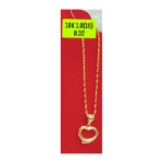 Picture of 18K Saudi Gold Necklace with Pendant, Chain 1.0g, Pendant 0.32g, Size 16", 2805N4H