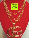 Picture of 18K Saudi Gold Necklace with Pendant, Chain 10.3g, Pendant 8.2g, Size 26", 2805NG