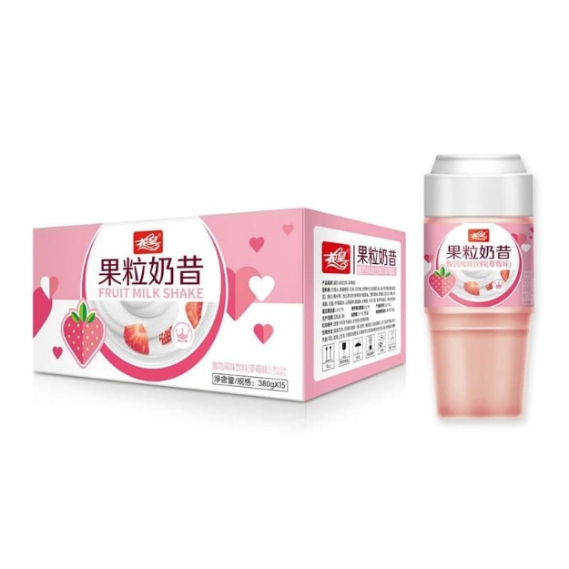 Picture of Huahuang Real Fruit Milkshake, flavor (Strawberries, cheese, ice cream) 380ml, 1 bottle, 1*15 bottle