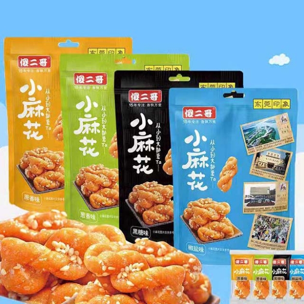 Picture of Shaerge small twist,flavor(original flavor, salt and pepper flavor, brown sugar flavor, green onion flavor) 105g,1 package | 傻二哥小麻花（原味，椒盐味，黑糖味，葱香味)105g,1包