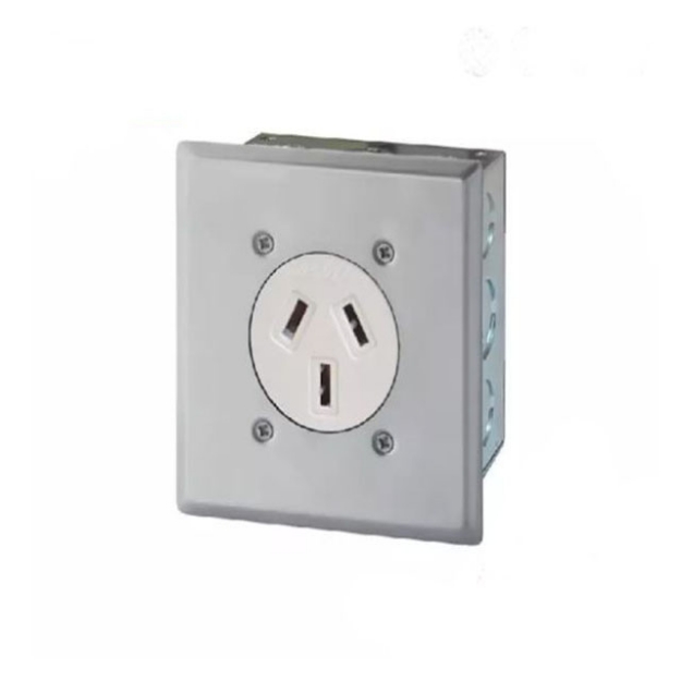 Flush Mount Power Receptacle with Stainlles Plate & Box