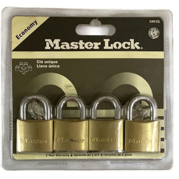 Economy Brass Padlock 4 Sets No. 19mm