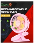 Mini Rechargeable Desk Fan with Night Light (White/Pink)