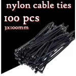 SUN AMES 100pcs Multipurpose BLACK Nylon Cable Tie 