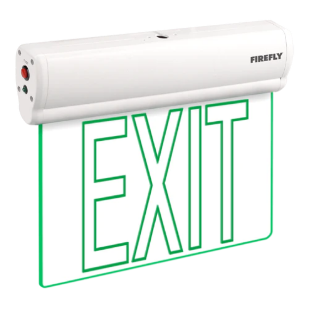 Firefly Single-Faced Exit Light with Wall / Ceiling Mount Option (Exit Text)