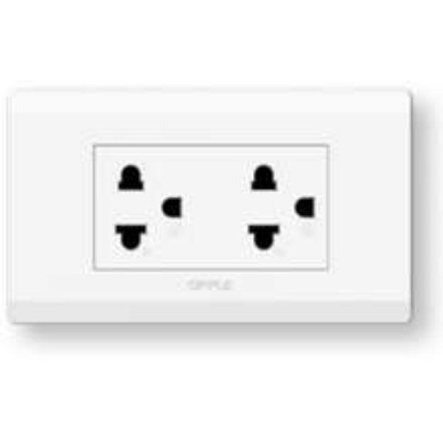 OPPLE 2 Gang American Standard Outlet White and Dark Grey