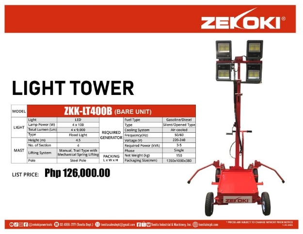 Picture of ZEKOKI LIGHT TOWER, ZKK-LT400B