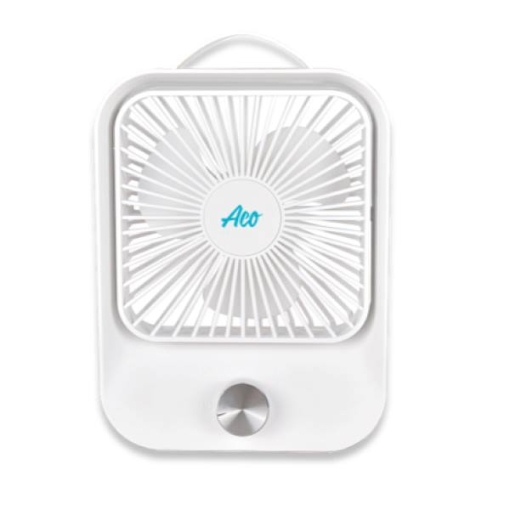Picture of ACO RECHARGEABLE STEPLESS SPEED CONTROL MINI TABLE FAN 2400mAh WHITE