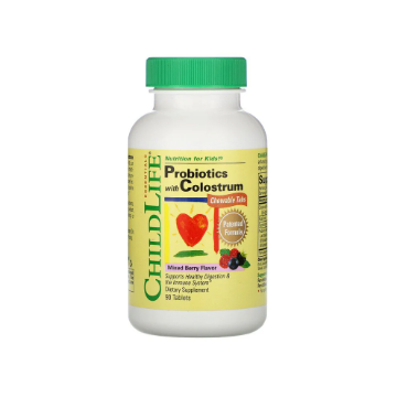 Picture of Child Life Probiotics with Colostrum Mixed Berry Flavor 90 Chewable Tablets